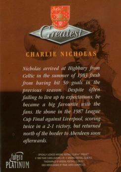 1999 Futera Platinum Arsenal Greatest #NNO Charlie Nicholas Back
