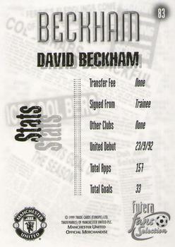 1999 Futera Manchester United Fans' Selection #83 David Beckham Back