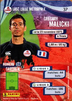 2009 Panini Foot Cards #37 Grégory Malicki Back