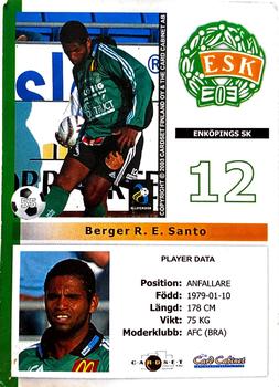 2003 Card Cabinet Allsvenskan #55 Berger R. E. Santo Back
