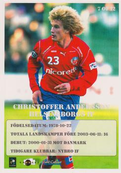 2003 Card Cabinet Allsvenskan - Elite Force #7 Christoffer Andersson Back