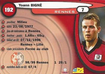 1999-00 DS France Foot #192 Yoann Bigne Back
