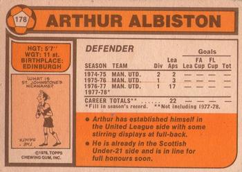 1978-79 Topps #178 Arthur Albiston Back