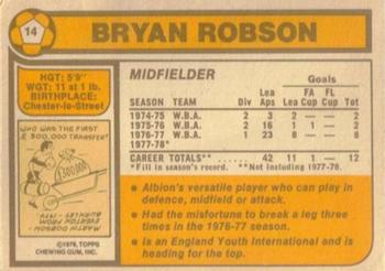 1978-79 Topps #14 Bryan Robson Back