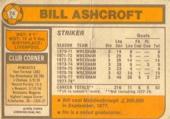 1978-79 Topps #74 Bill Ashcroft Back