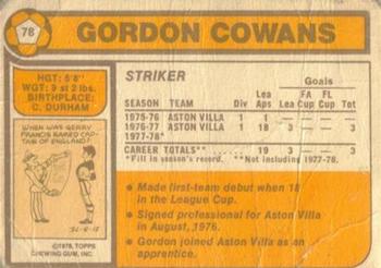 1978-79 Topps #78 Gordon Cowans Back