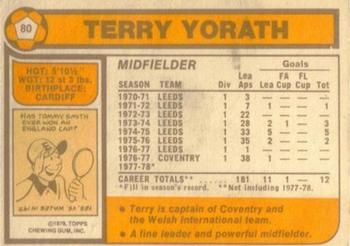 1978-79 Topps #80 Terry Yorath Back