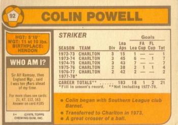 1978-79 Topps #92 Colin Powell Back