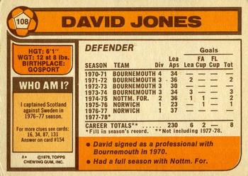 1978-79 Topps #108 David Jones Back