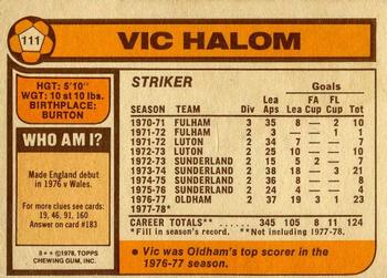 1978-79 Topps #111 Vic Halom Back