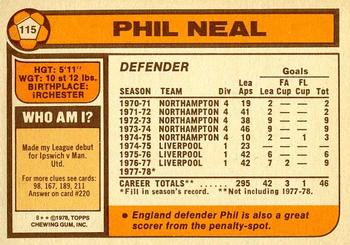 1978-79 Topps #115 Phil Neal Back