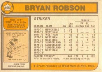 1978-79 Topps #165 Bryan Robson Back