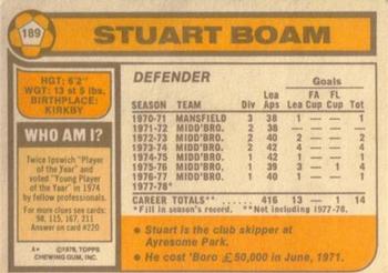1978-79 Topps #189 Stuart Boam Back