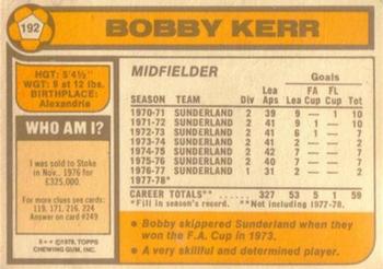 1978-79 Topps #192 Bobby Kerr Back
