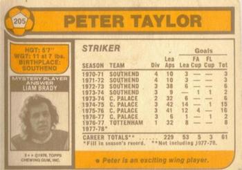 1978-79 Topps #205 Peter Taylor Back