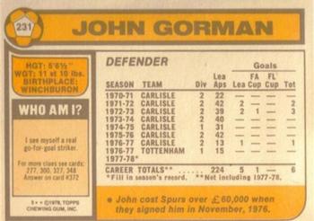 1978-79 Topps #231 John Gorman Back