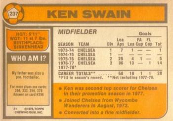 1978-79 Topps #237 Kenny Swain Back