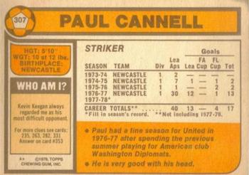 1978-79 Topps #307 Paul Cannell Back