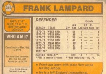 1978-79 Topps #315 Frank Lampard Back