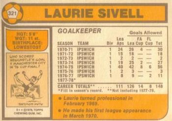 1978-79 Topps #321 Laurie Sivell Back