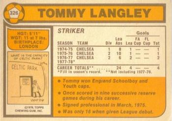 1978-79 Topps #326 Tommy Langley Back