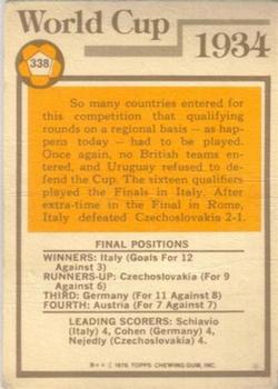 1978-79 Topps #338 World Cup - 1934 Back