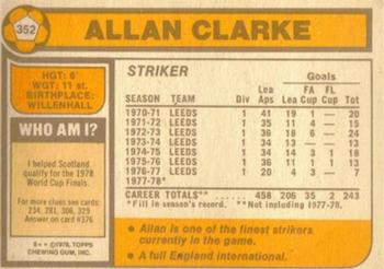 1978-79 Topps #352 Allan Clarke Back