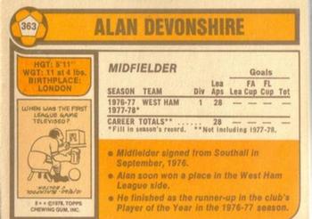 1978-79 Topps #363 Alan Devonshire Back