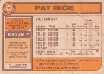 1978-79 Topps #53 Pat Rice Back