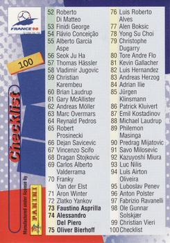 1998 Panini World Cup #100 Checklist Back