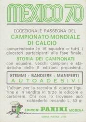 1970 Panini FIFA World Cup Mexico Stickers #NNO Emerich Dembrovschi Back