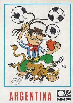 1974 Panini FIFA World Cup Munich Stickers #319 Argentina Caricature Front