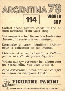 1978 Panini FIFA World Cup Argentina Stickers #114 Paolo Conti Back