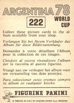 1978 Panini FIFA World Cup Argentina Stickers #222 Luis Arconada Back