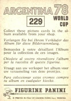 1978 Panini FIFA World Cup Argentina Stickers #229 Bjorn Nordqvist Back