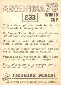1978 Panini FIFA World Cup Argentina Stickers #233 Staffan Tapper Back