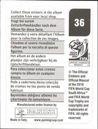 2010 Panini FIFA World Cup Stickers (Black Back) #36 Morgan Gould Back
