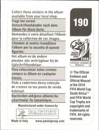 2010 Panini FIFA World Cup Stickers (Black Back) #190 David Beckham Back