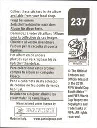 2010 Panini FIFA World Cup Stickers (Black Back) #237 Rafik Saifi Back