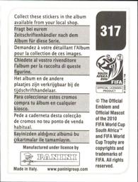 2010 Panini FIFA World Cup Stickers (Black Back) #317 Richard Kingson Back