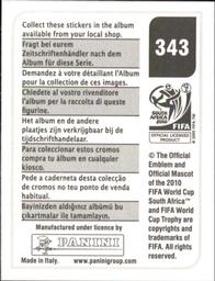 2010 Panini FIFA World Cup Stickers (Black Back) #343 Nigel De Jong Back