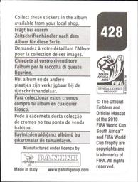 2010 Panini FIFA World Cup Stickers (Black Back) #428 Vincenzo Iaquinta Back