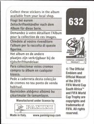 2010 Panini FIFA World Cup Stickers (Black Back) #632 Matias Fernandez Back