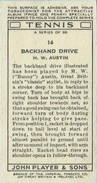 1936 Player's Tennis #14 H. W. Austin Back