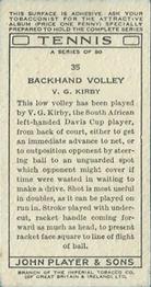1936 Player's Tennis #35 V. G. Kirby Back