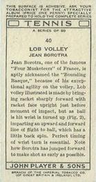 1936 Player's Tennis #40 Jean Borotra Back
