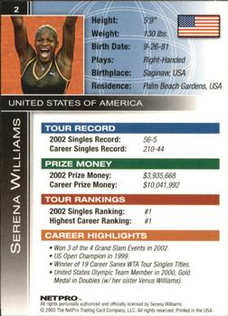 2003 NetPro International Series #2 Serena Williams Back