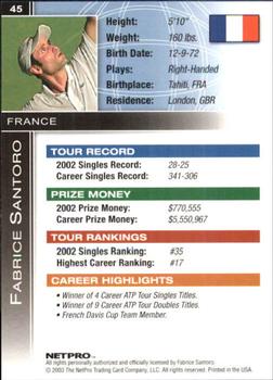 2003 NetPro International Series #45 Fabrice Santoro Back