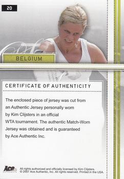 2007 Ace Authentic Straight Sets - Materials #20 Kim Clijsters Back