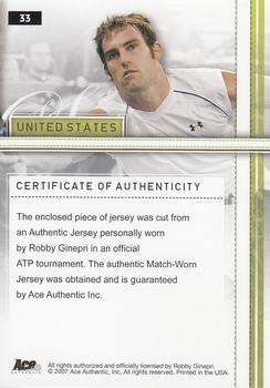 2007 Ace Authentic Straight Sets - Materials #33 Robby Ginepri Back